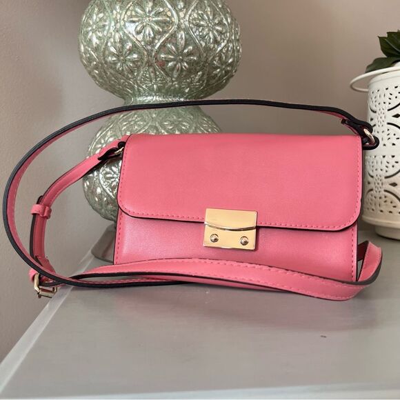 A New Day Petal Pink Vegan Gold Tone Adjustable Strap Crossbody Purse Bag - Picture 1 of 14